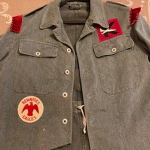 Vintage Swiss Military Denim Jacket with Rare Vintage Airline Patches and Lace